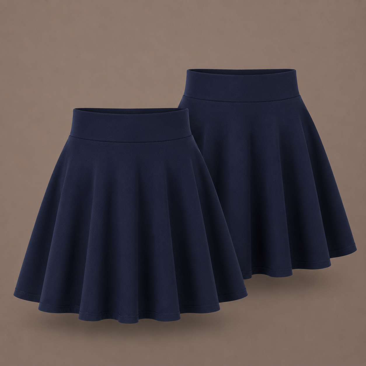 Pack of 2 Girls Plain Pull-On Skater School Skirts | 3 Colours