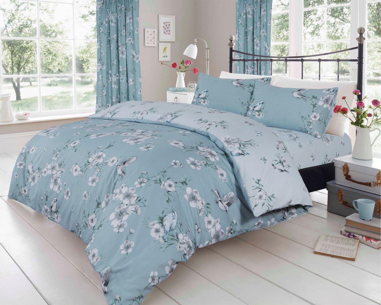 Birdie Blossom Printed Duvet Cover Set | 5 Colours