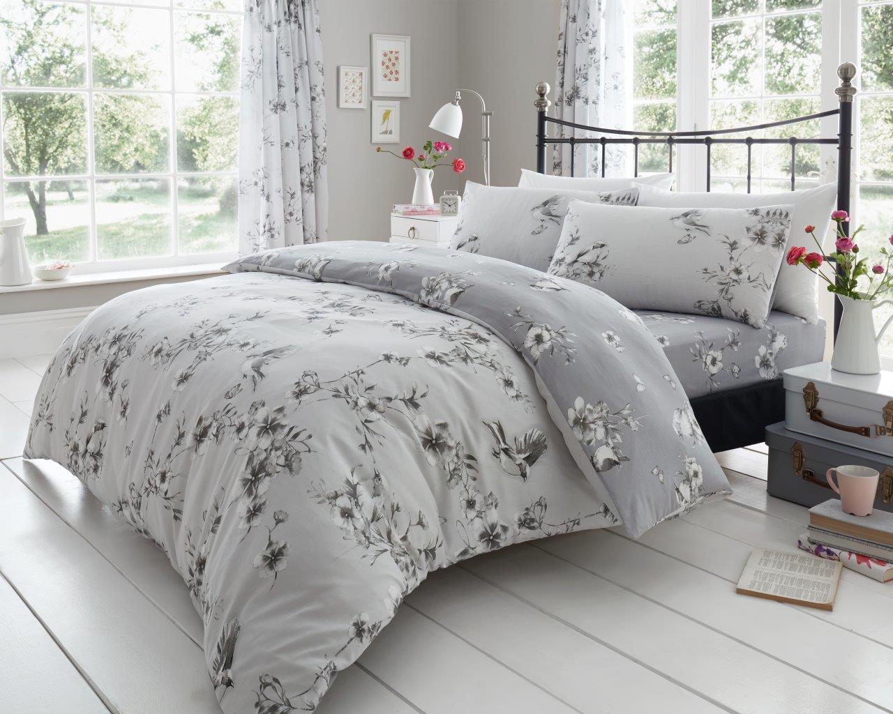 Birdie Blossom Printed Duvet Cover Set | 5 Colours