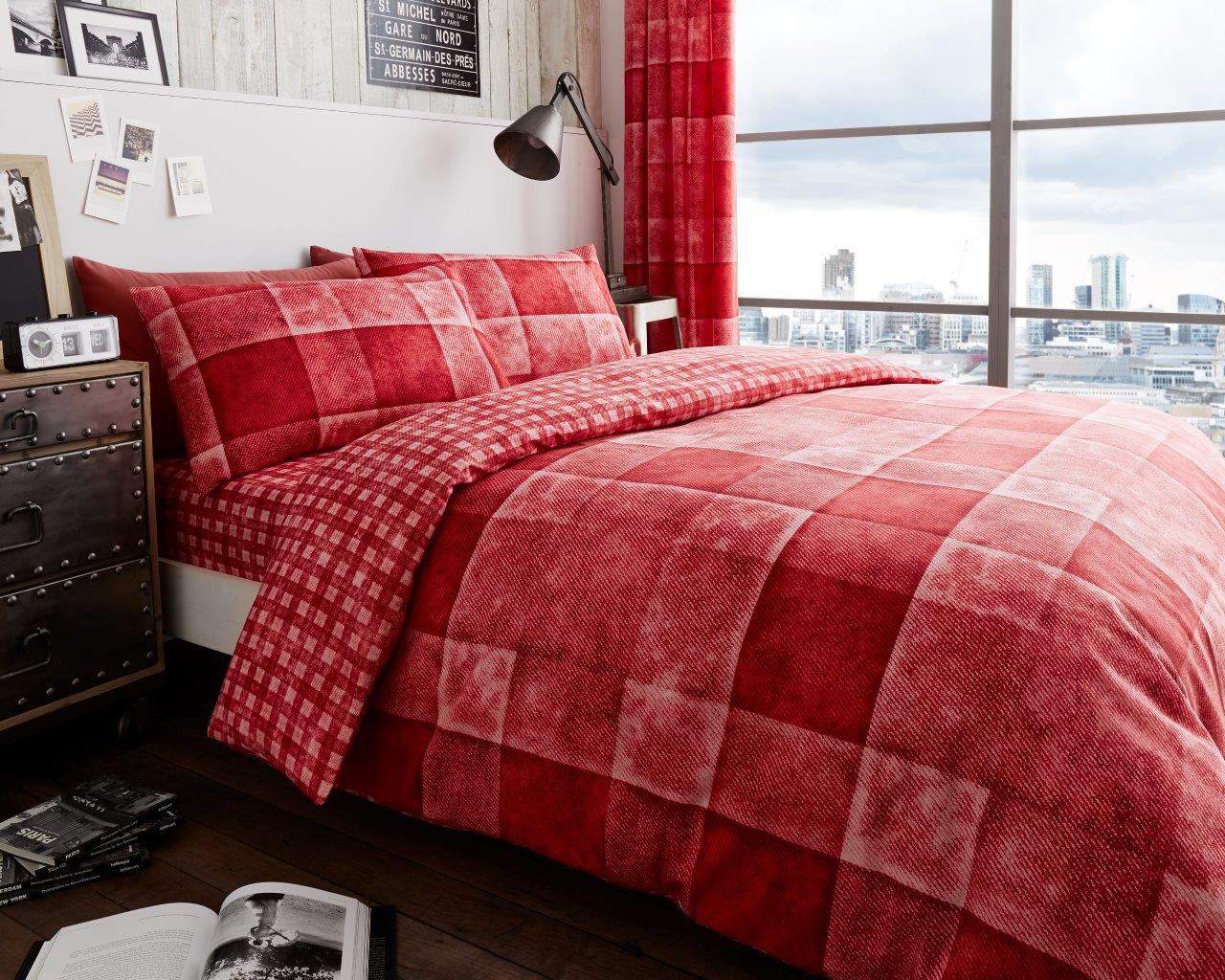 Denim Check Printed Duvet Cover Set | 3 Colors