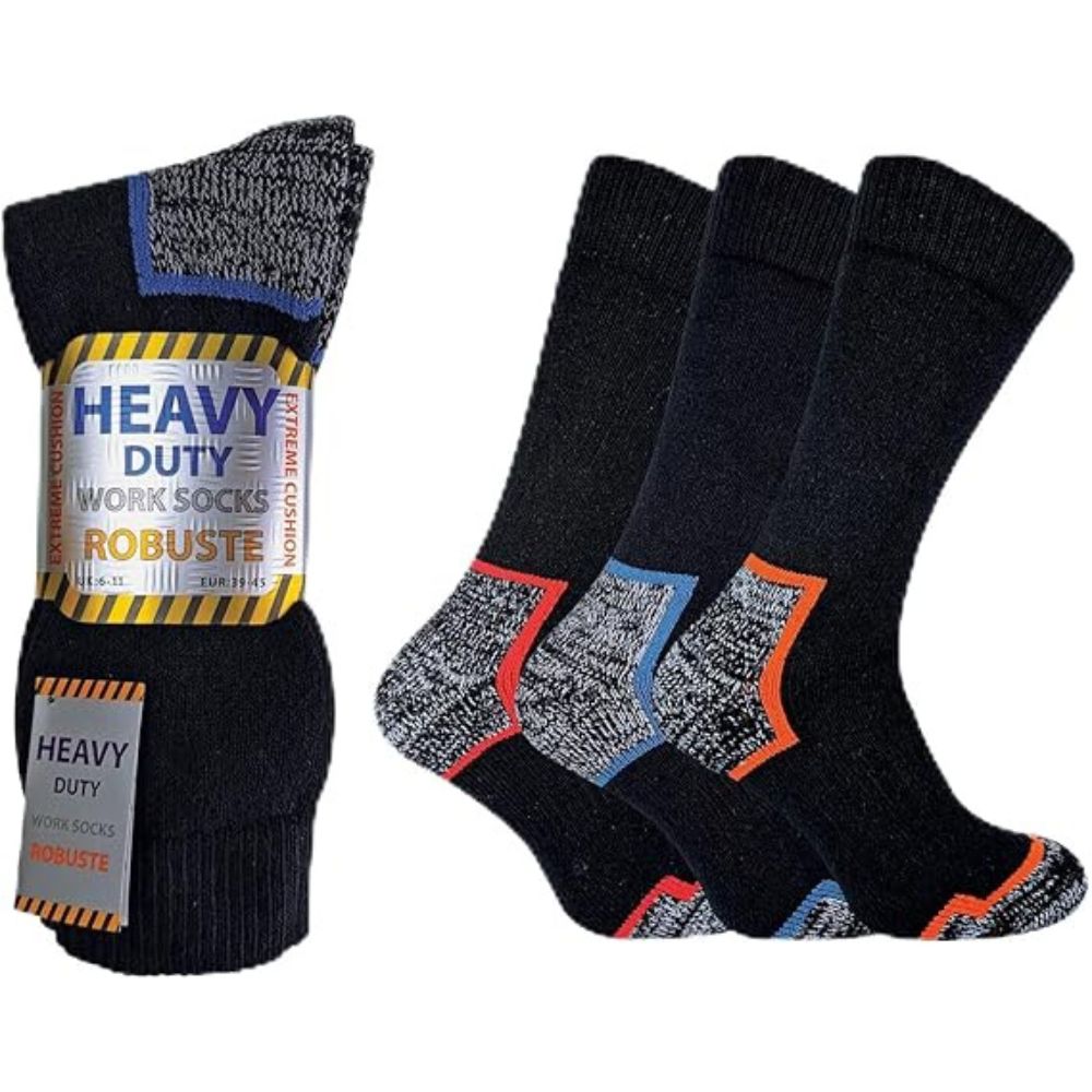 Men’s Heavy Duty Robust Work Socks with Reinforced Heels & Toes