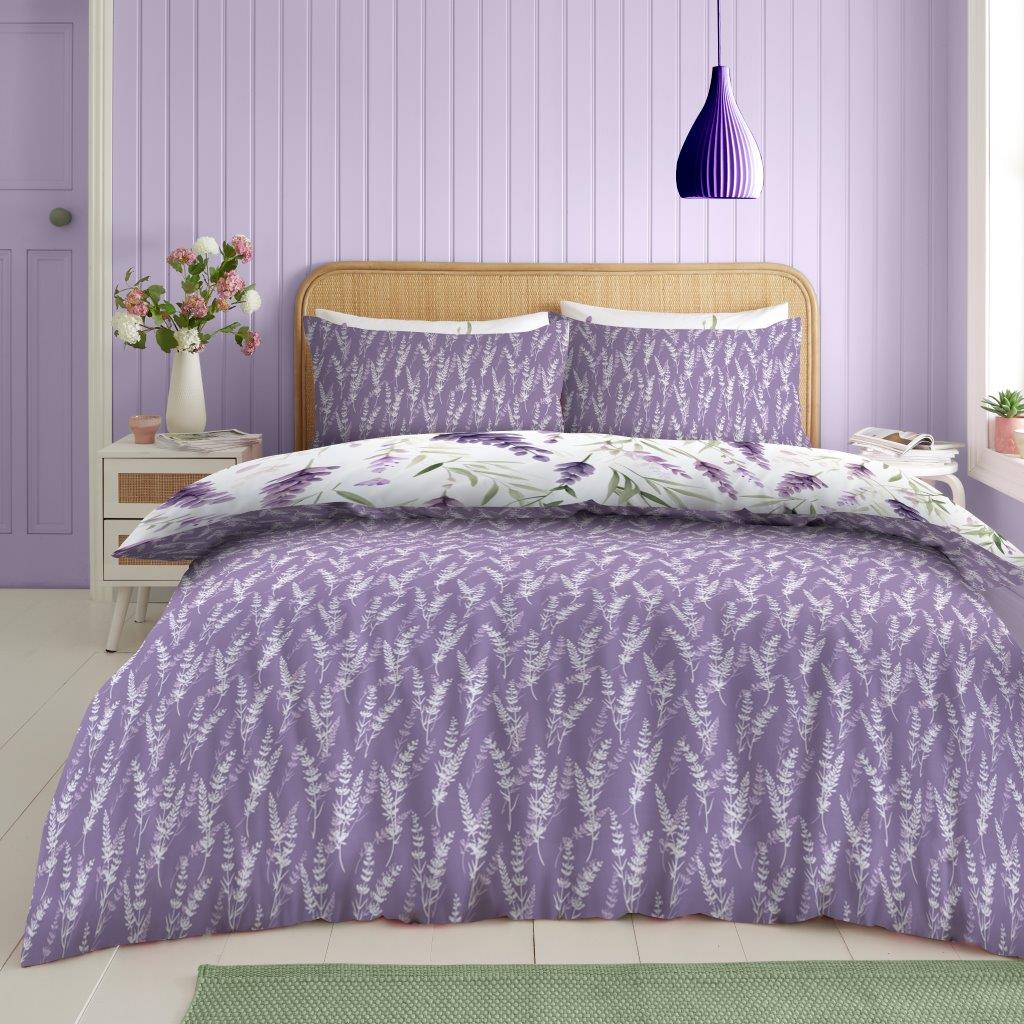 Lavender Printed Duvet Cover Set | Poly Cotton