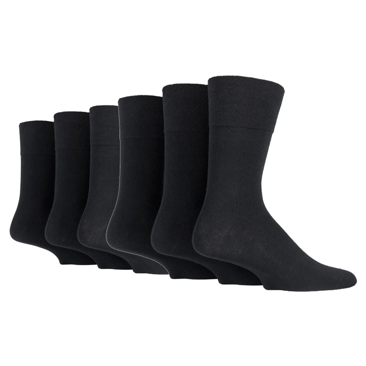 Men’s Black Diabetic Gentle Grip Cotton Rich Socks