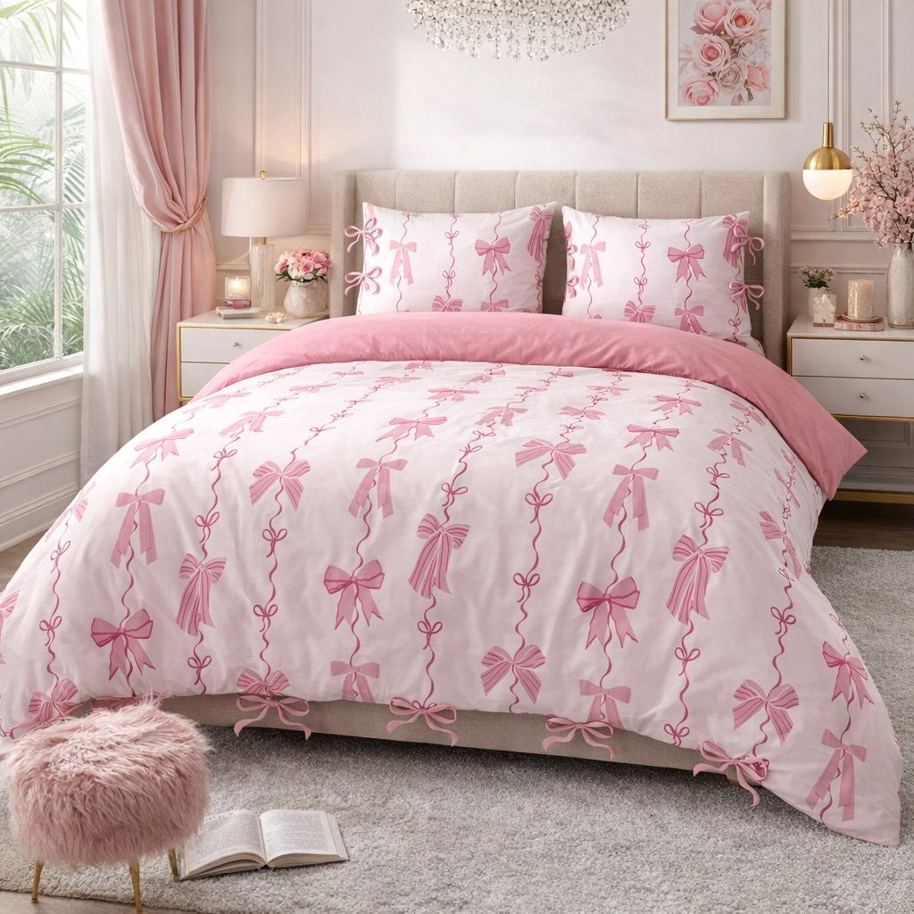 Bow Printed Duvet Cover Set