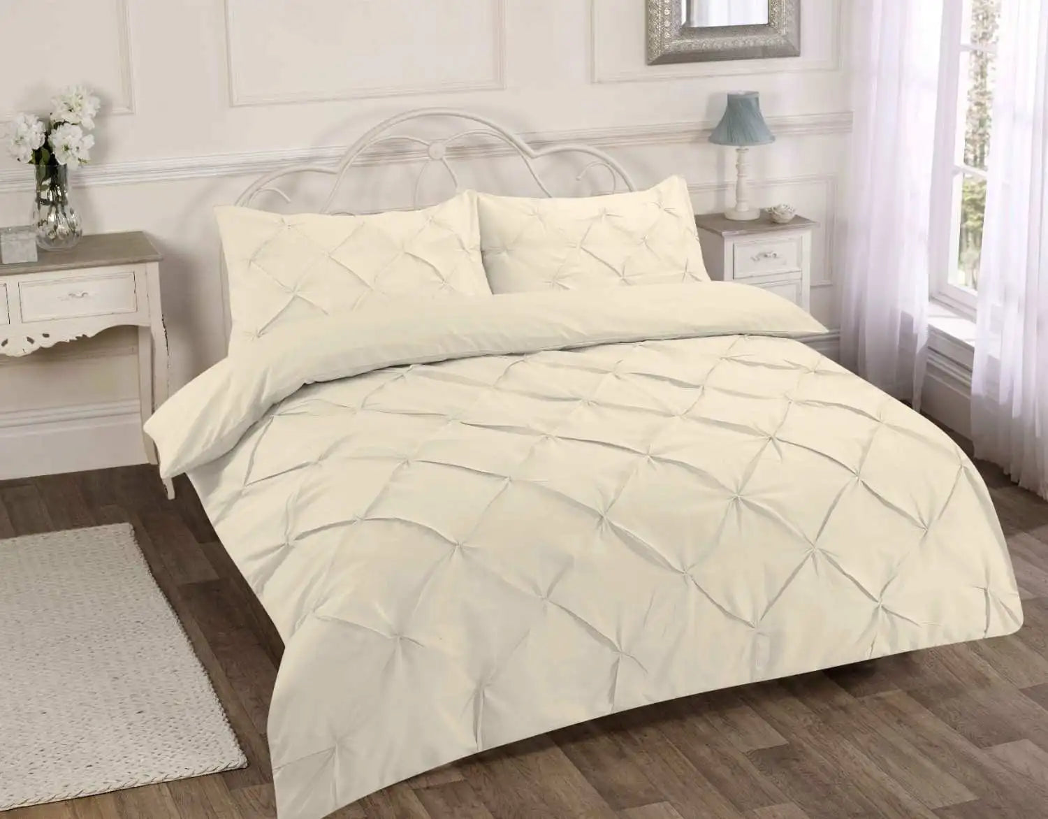 pintuck duvet cover set cream