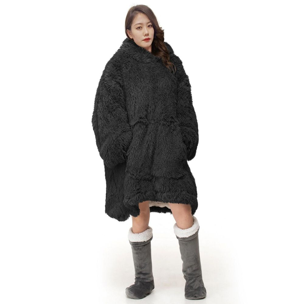 Black Cuddles Fleece Oversized Blanket Hoodie
