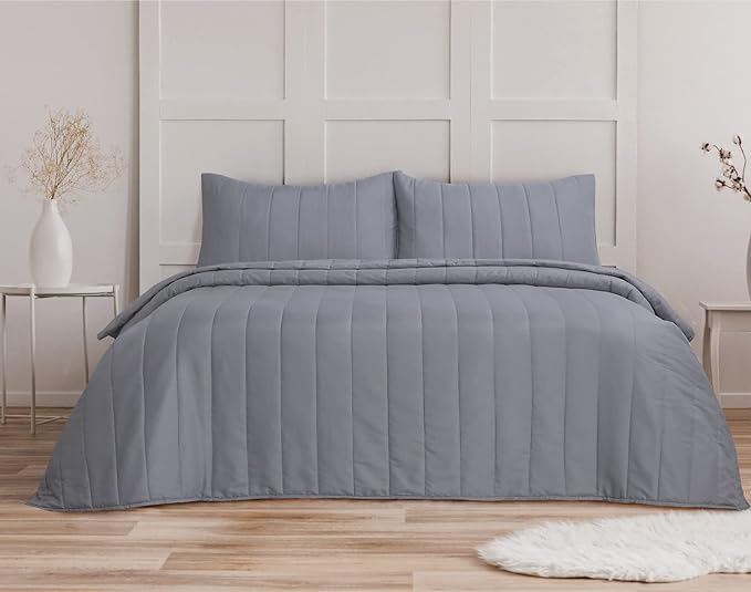 Quilted Bedspreads with 2 Pillowcases | 5 Colours