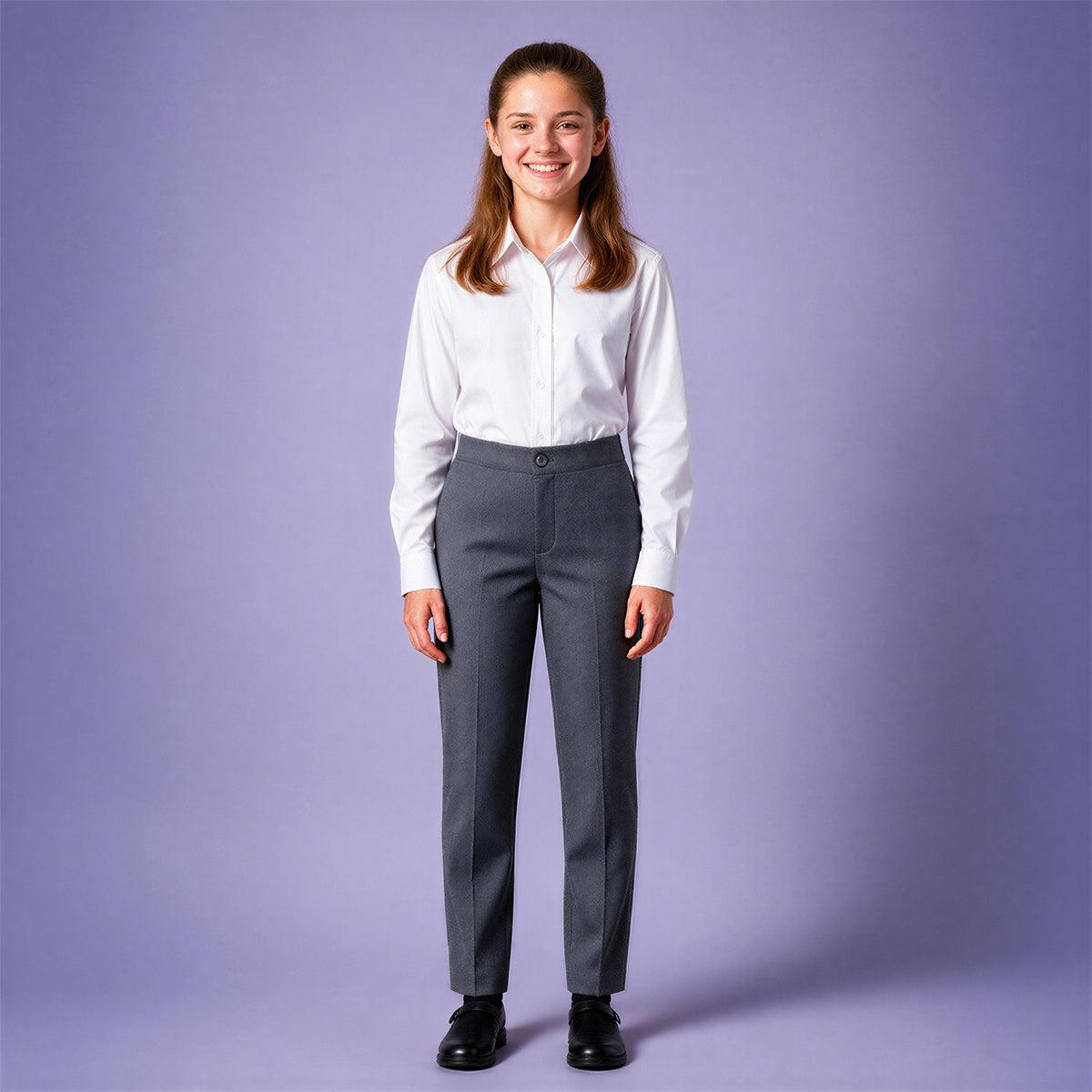 Grey School Uniform Trousers – Adjustable Waist, Regular Fit