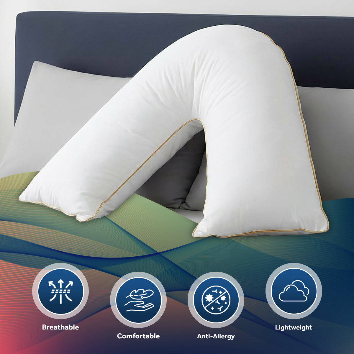 Goose Feather V Shaped Pillow | 75CM x 40CM x 36CM