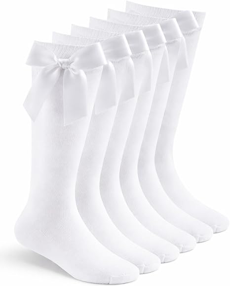 Girls Knee High Socks with Satin Bow | 4 Colours