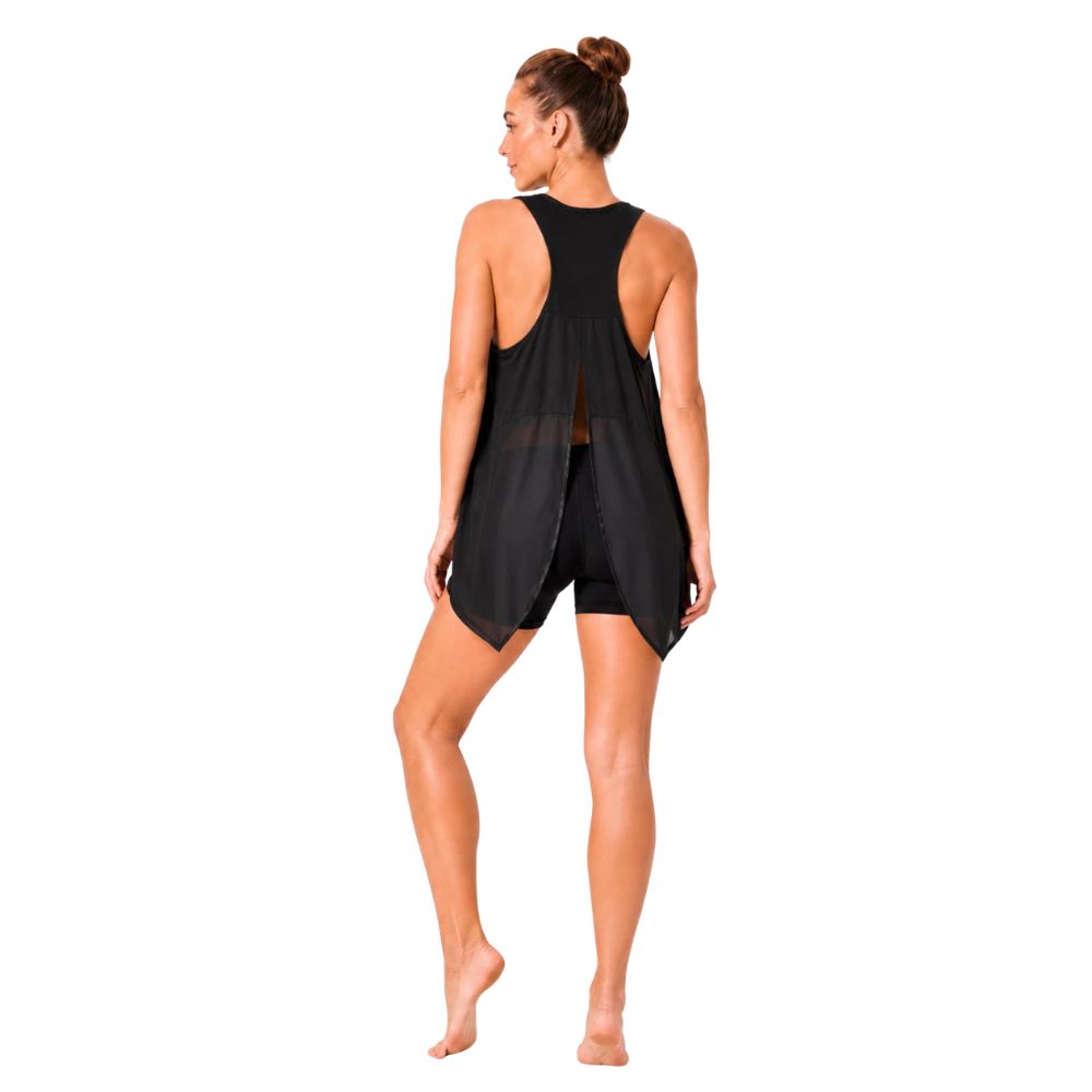 Black Open Back Top Split Vest