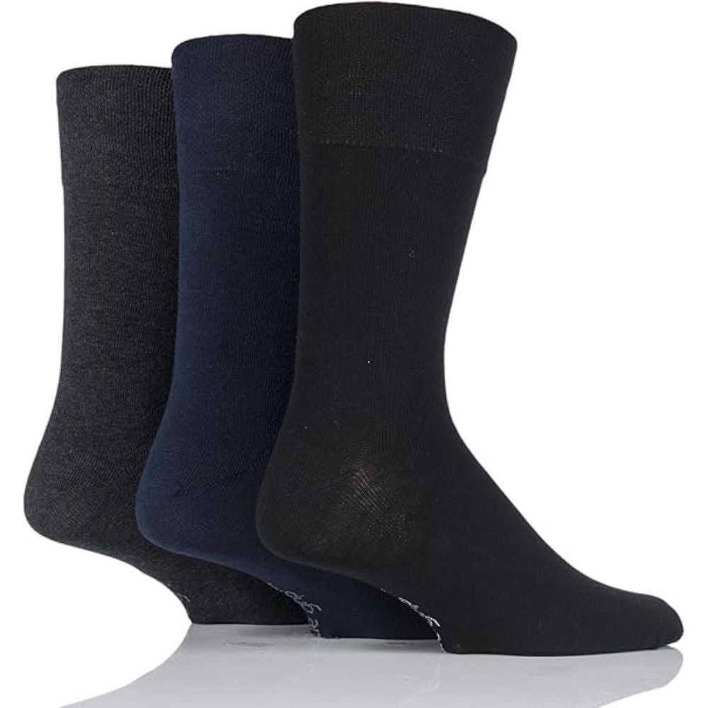 Men’s Gentle Grip Black/Charcoal/Navy Cotton Rich Socks