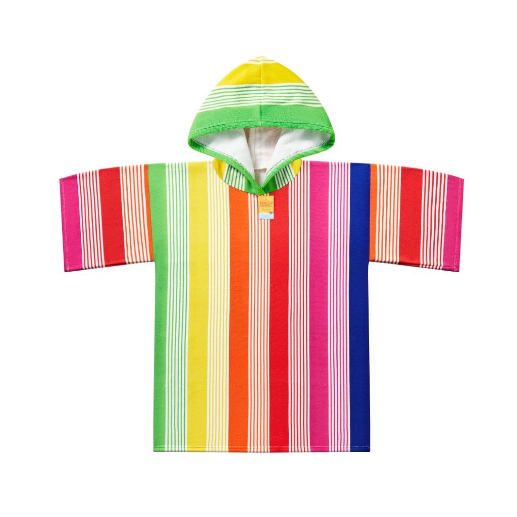 Rainbow Stripe Multi Sand Free Adult Poncho Towel