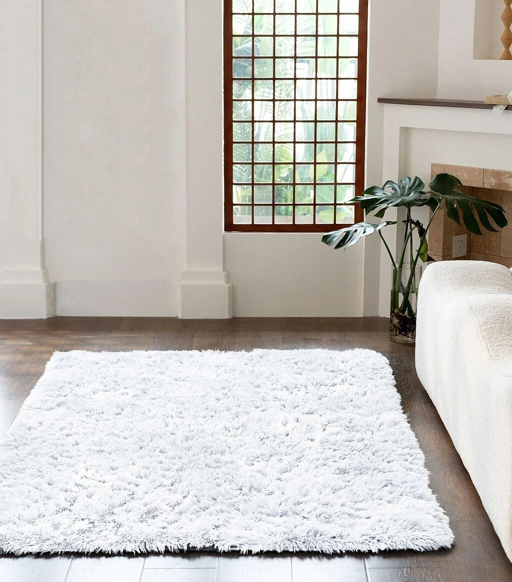 White Cuddle Fluffy Shaggy Rugs