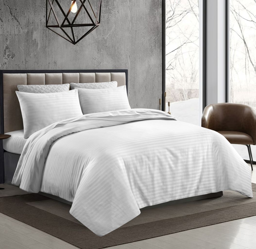 250TC Egyptian Cotton Satin Stripe Duvet Cover Sets | 7 Colours