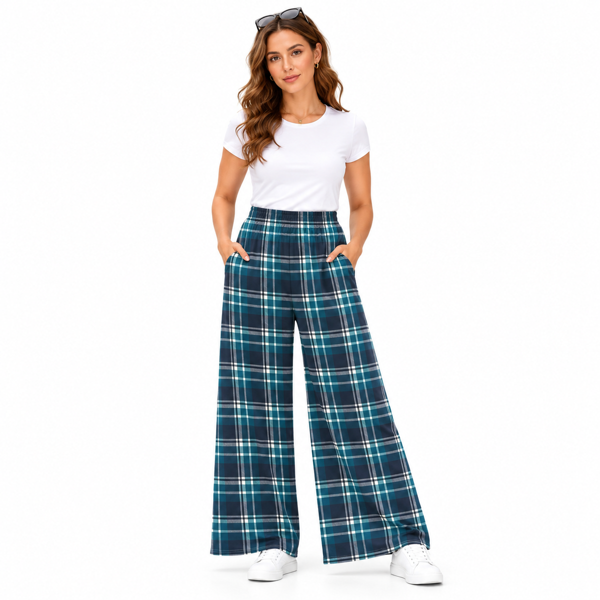 Tartan Check Palazzo Trousers | 3 Colours