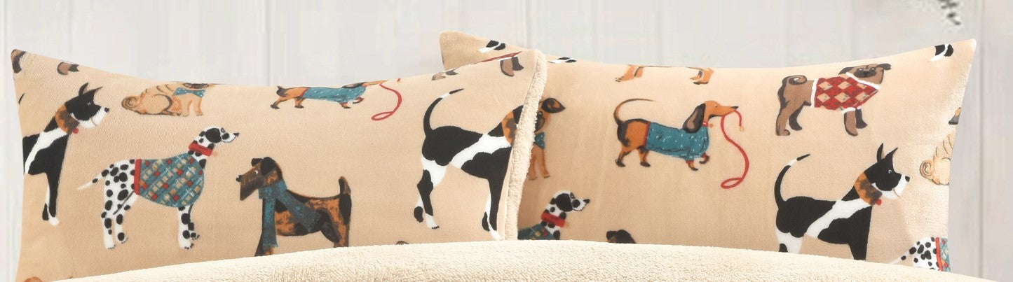 Dogs Teddy Fleece Duvet Cover Set