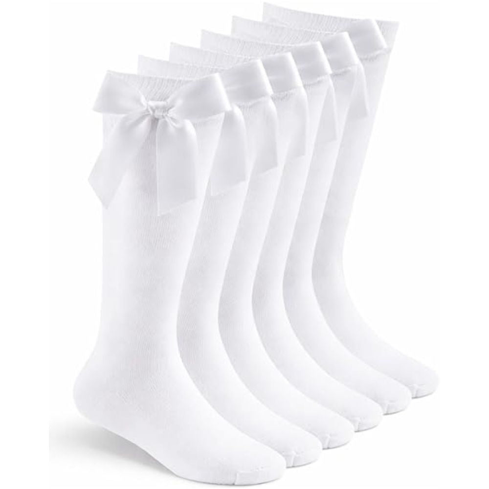 Women's Knee High Socks with Satin Bow | Size 6 - 9 | 4 Colours