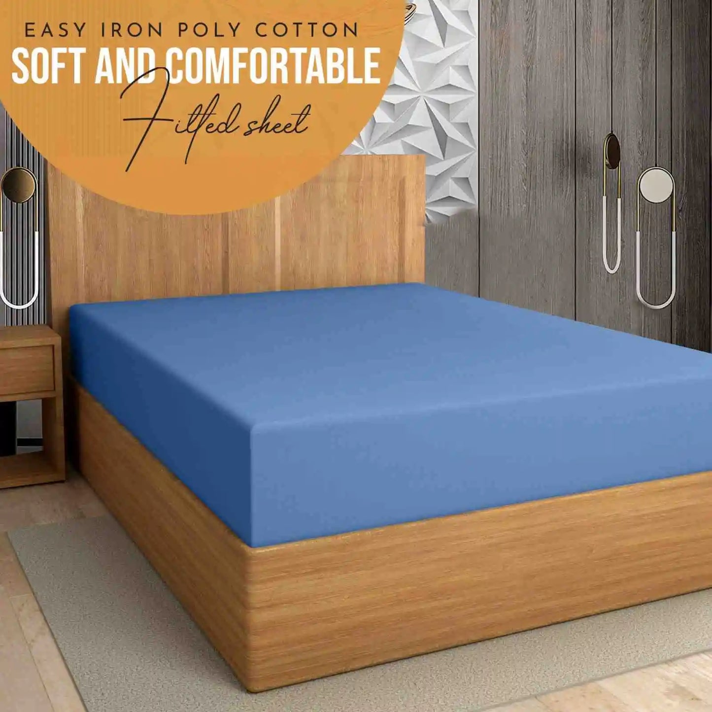 mid blue extra deep pockets fitted sheets