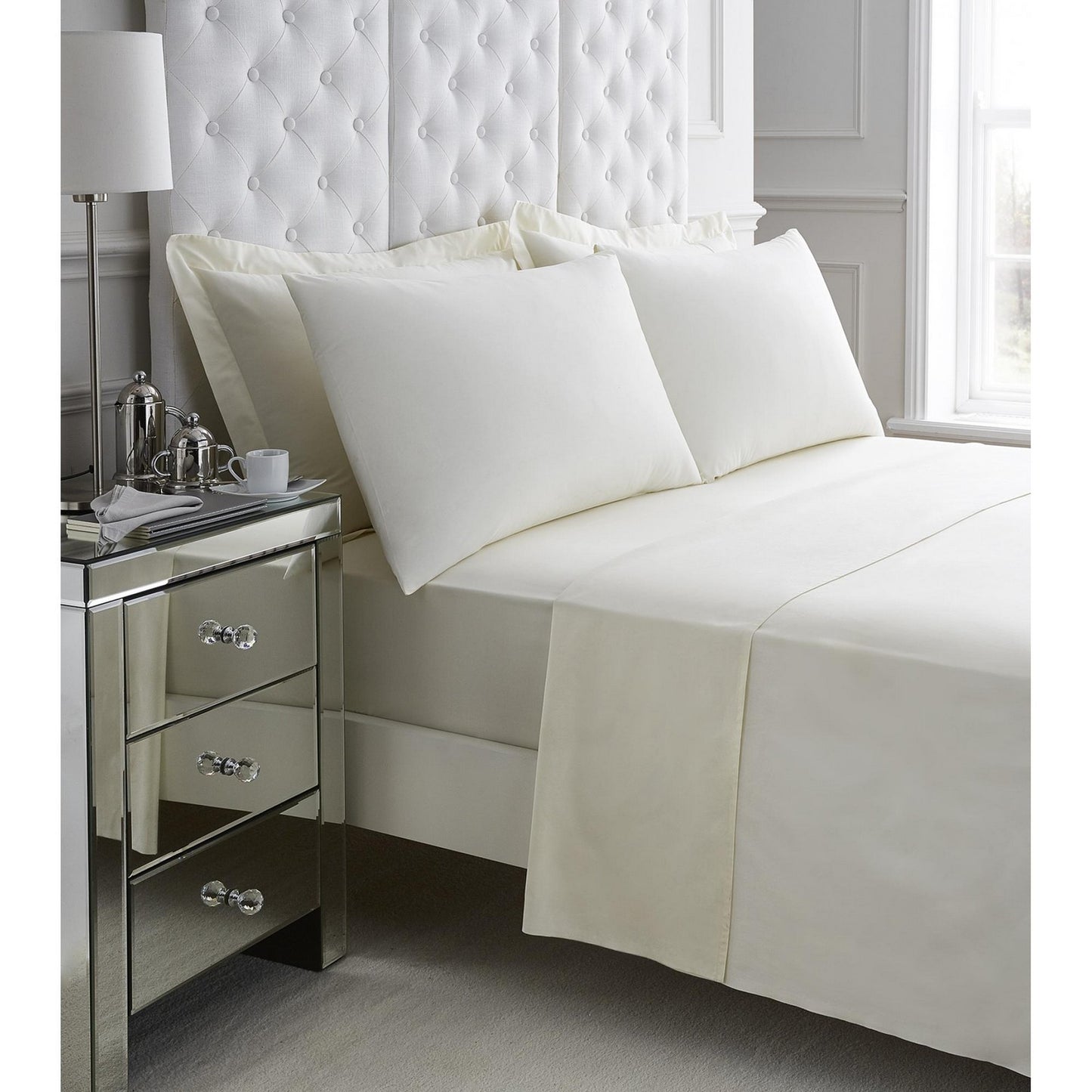 cream fitted sheets 200 thread