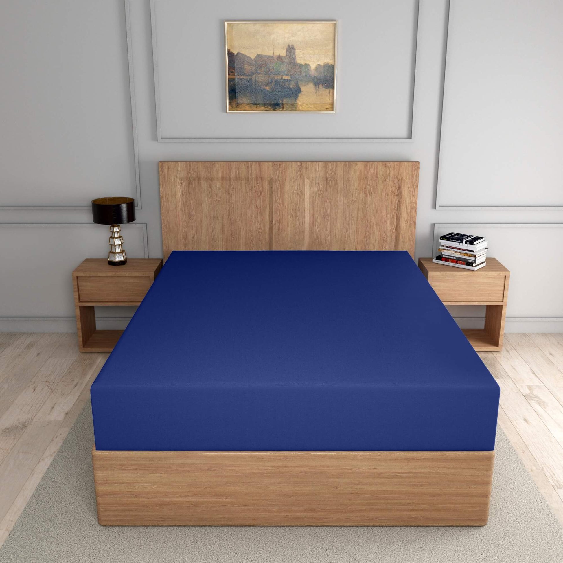 royal blue fitted sheets poly cotton