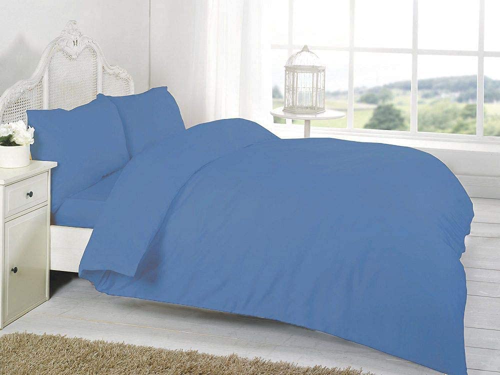 mid blue poly cotton duvet cover sets