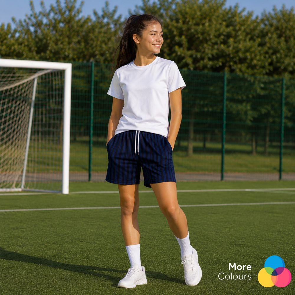 Girls PE Shadow Stripe Sports Shorts | 7 Colours