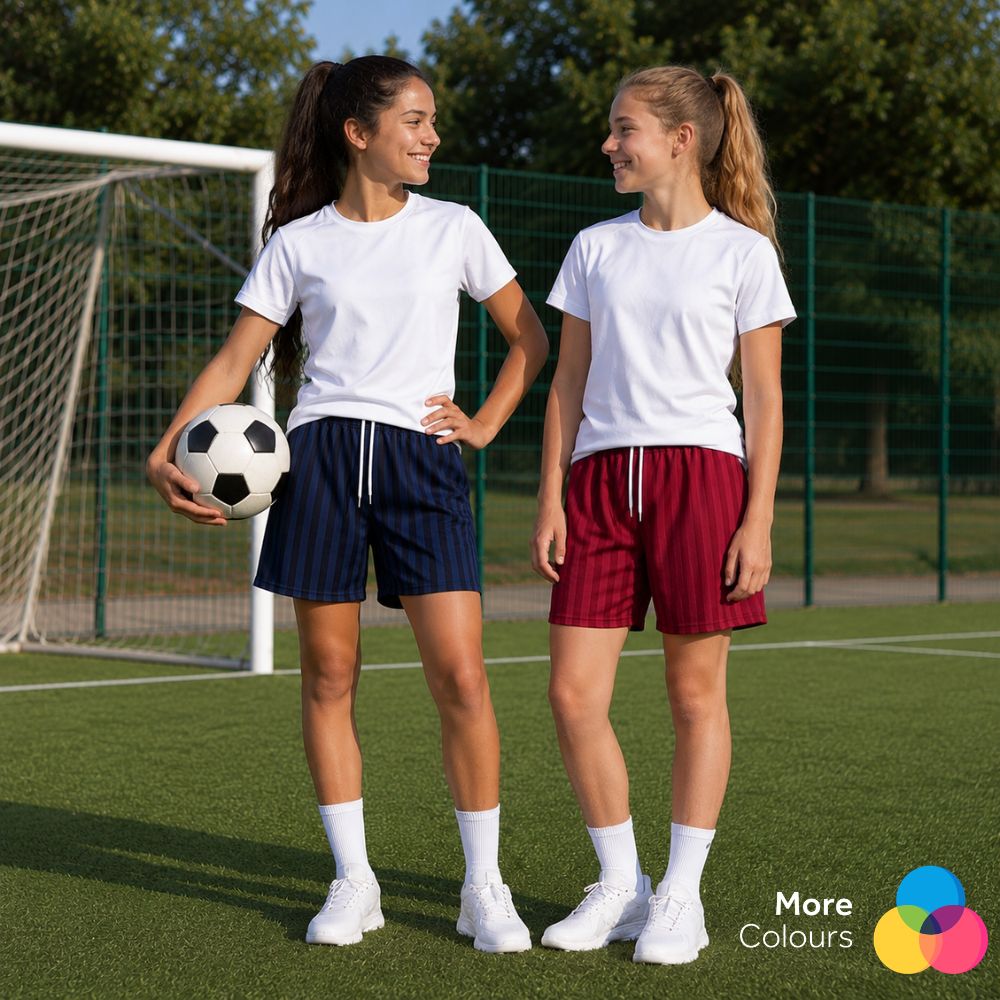 Pack of 2 Girls PE Shadow Stripe Shorts | 7 Colours