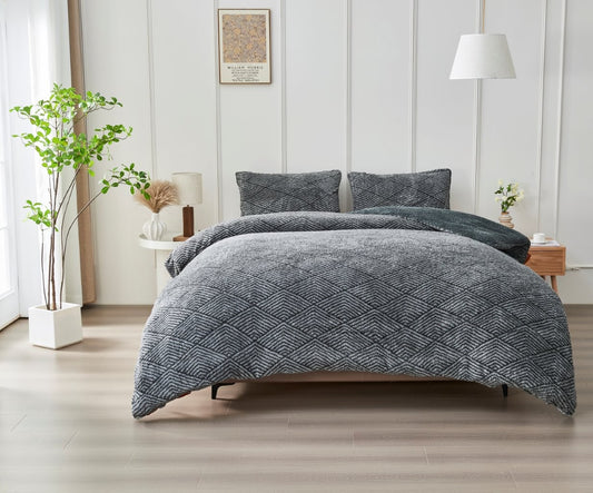 Inez Geo Teddy Fleece Duvet Cover Set