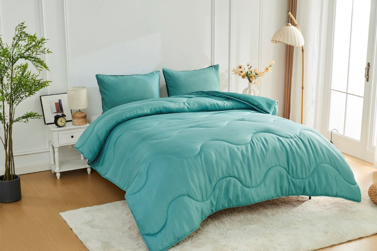 Green / Dark Green Coverless Duvet & Pillowcases Set | TOG 10.5