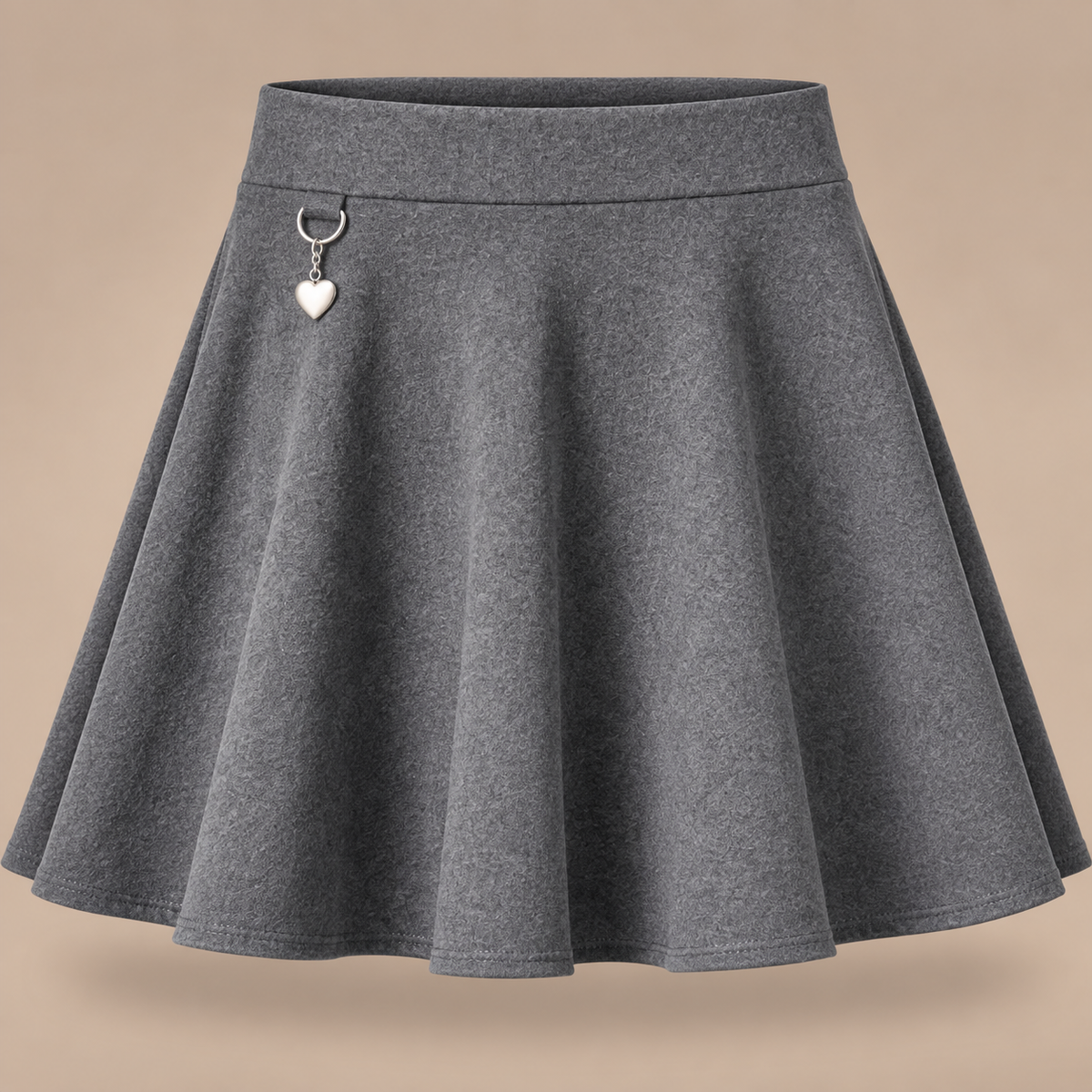 Girls Jersey Flared School Skirt with Heart Pendant | 2 Colours