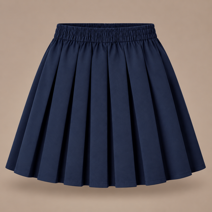 Girls Plain Pull-On Box Pleated School Skirt | 7 Colours
