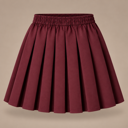 Girls Plain Pull-On Box Pleated School Skirt | 7 Colours