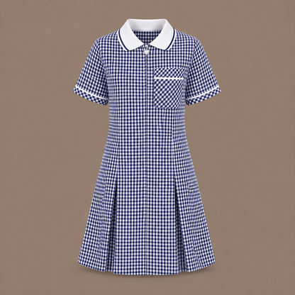 Girls Gingham Check Pleated Dress | 7 Colours