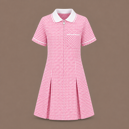 Girls Gingham Check Pleated Dress | 7 Colours