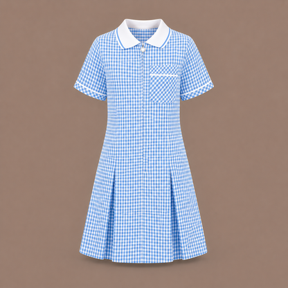 Girls Gingham Check Pleated Dress | 7 Colours