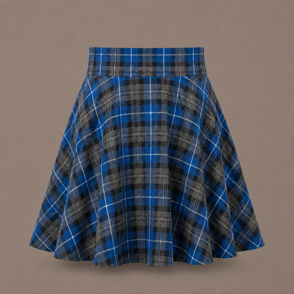 Girls Tartan Check Pull-On Skater Skirts | Red & Blue