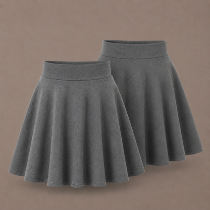 Pack of 2 Girls Plain Pull-On Skater School Skirts | 3 Colours