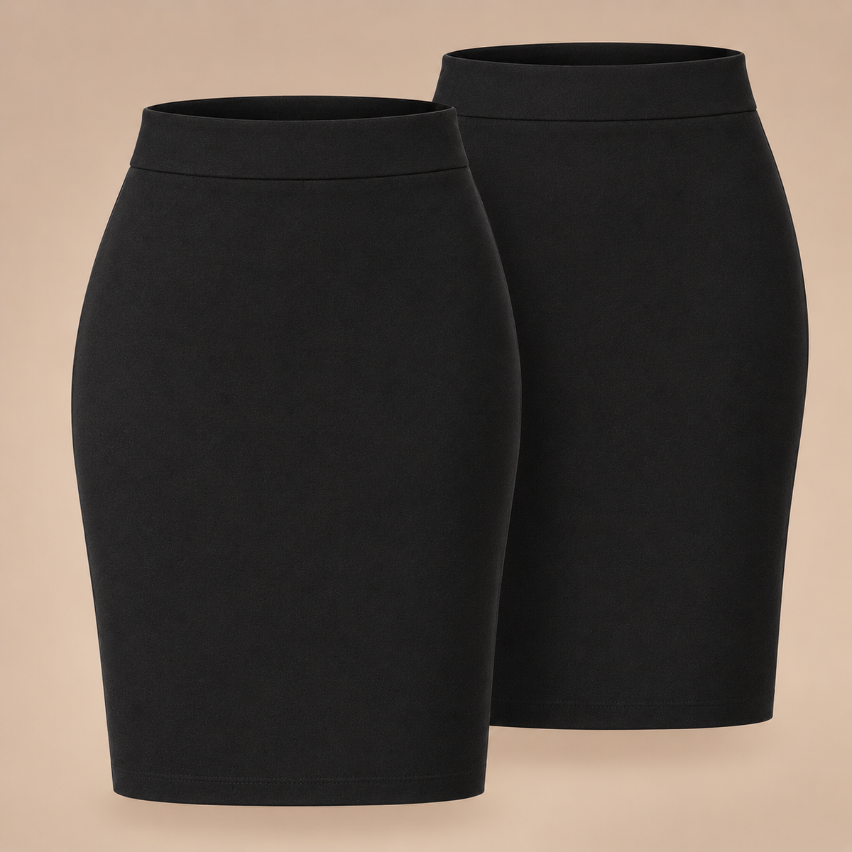 Pack of 2 Girls Plain Knee Length School Pencil Skirt | 2 Colours