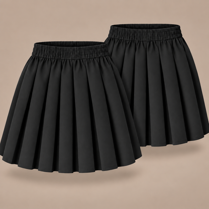 Pack of 2 Girls Plain Pull-On Box Pleated Skirts | 7 Colours