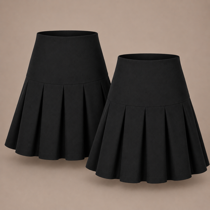 Pack of 2 Girls Plain Round School Skirts | Pleated High Waist | 3 Colours