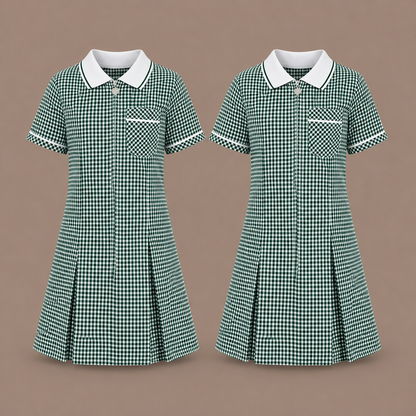 Pack of 2 Girls Gingham Check Pleated Dress | 7 Colours