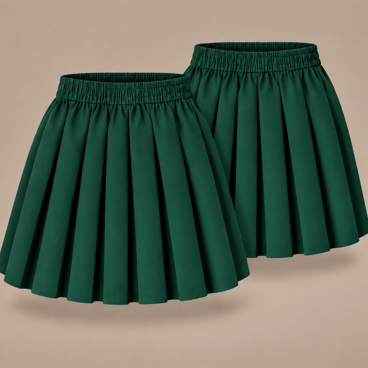 Pack of 2 Girls Plain Pull-On Box Pleated Skirts | 7 Colours