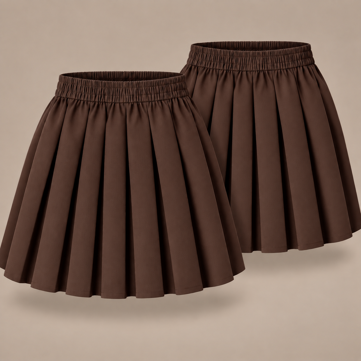 Pack of 2 Girls Plain Pull-On Box Pleated Skirts | 7 Colours