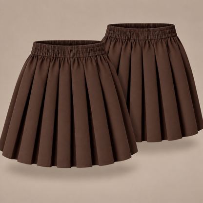 Pack of 2 Girls Plain Pull-On Box Pleated Skirts | 7 Colours