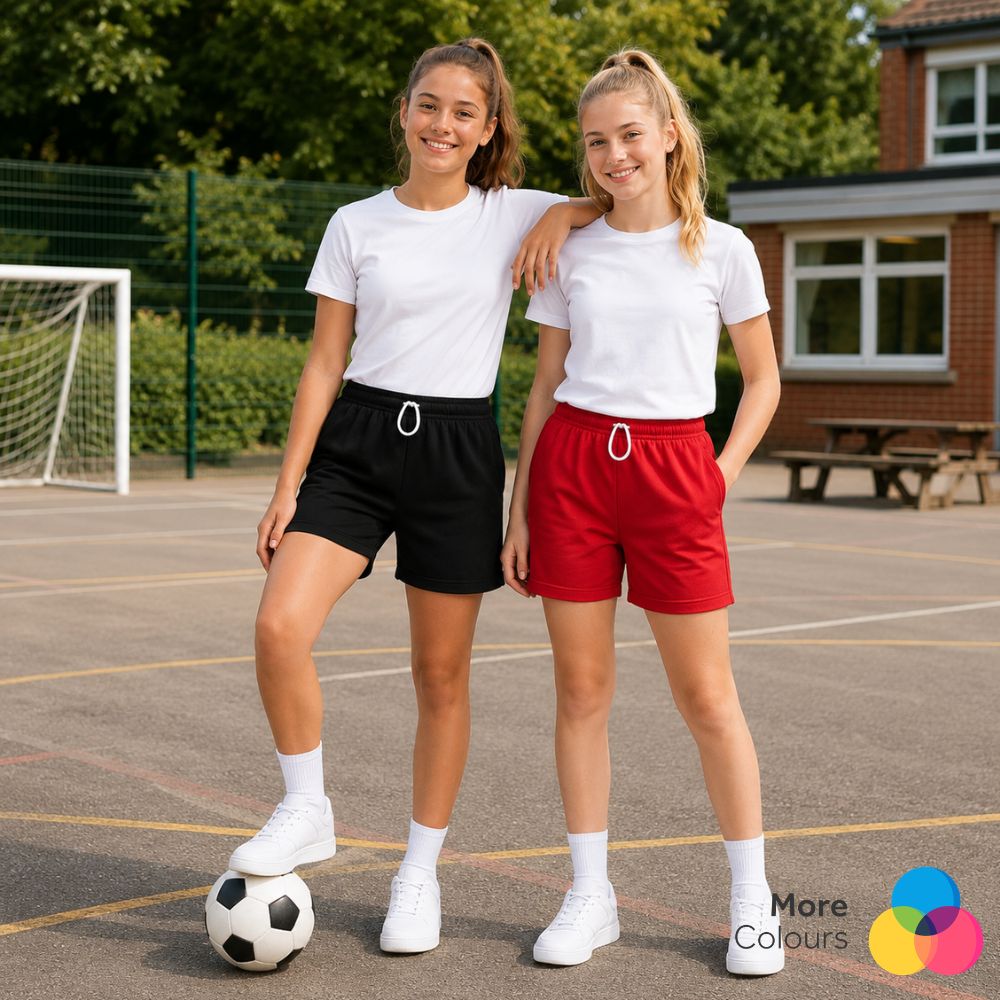 Pack of 2 Girls PE Plain Sports Shorts | 5 Colours