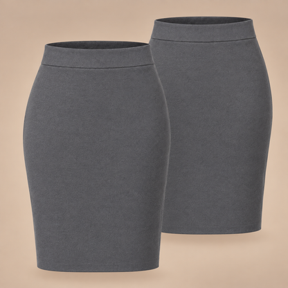 Pack of 2 Girls Plain Knee Length School Pencil Skirt | 2 Colours
