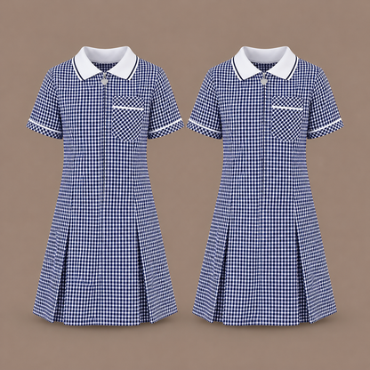 Pack of 2 Girls Gingham Check Pleated Dress | 7 Colours