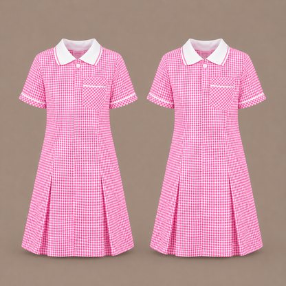 Pack of 2 Girls Gingham Check Pleated Dress | 7 Colours