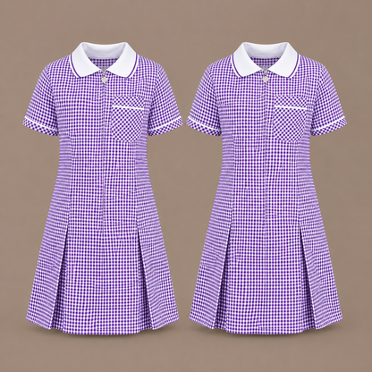 Pack of 2 Girls Gingham Check Pleated Dress | 7 Colours